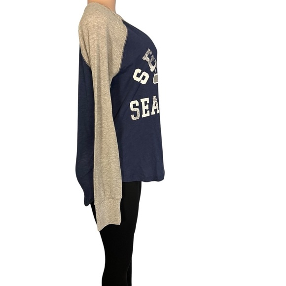 3/$30 🍂Touch Navy Seattle Seahawks Waffle Raglan Lightweight Long Sleeve T-Shirt - Picture 3 of 8